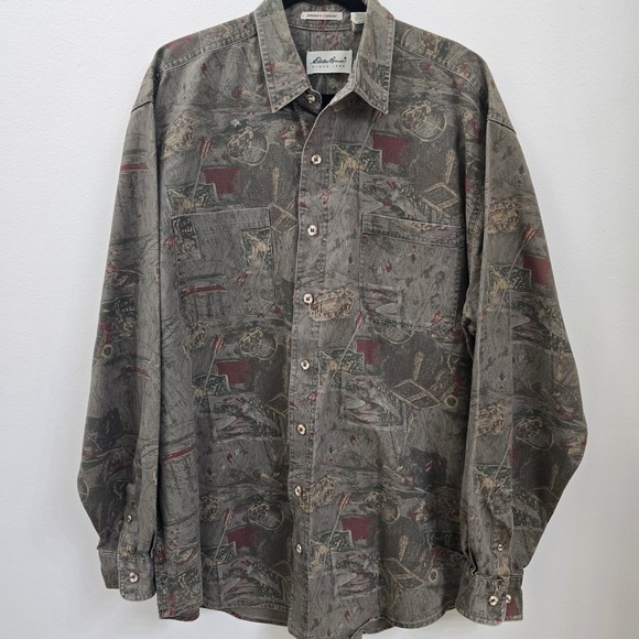 Eddie Bauer Other - Vintage Eddie Bauer Elkborn Canvas Shirt Mens XL Tall Green Brown Hunting Sport